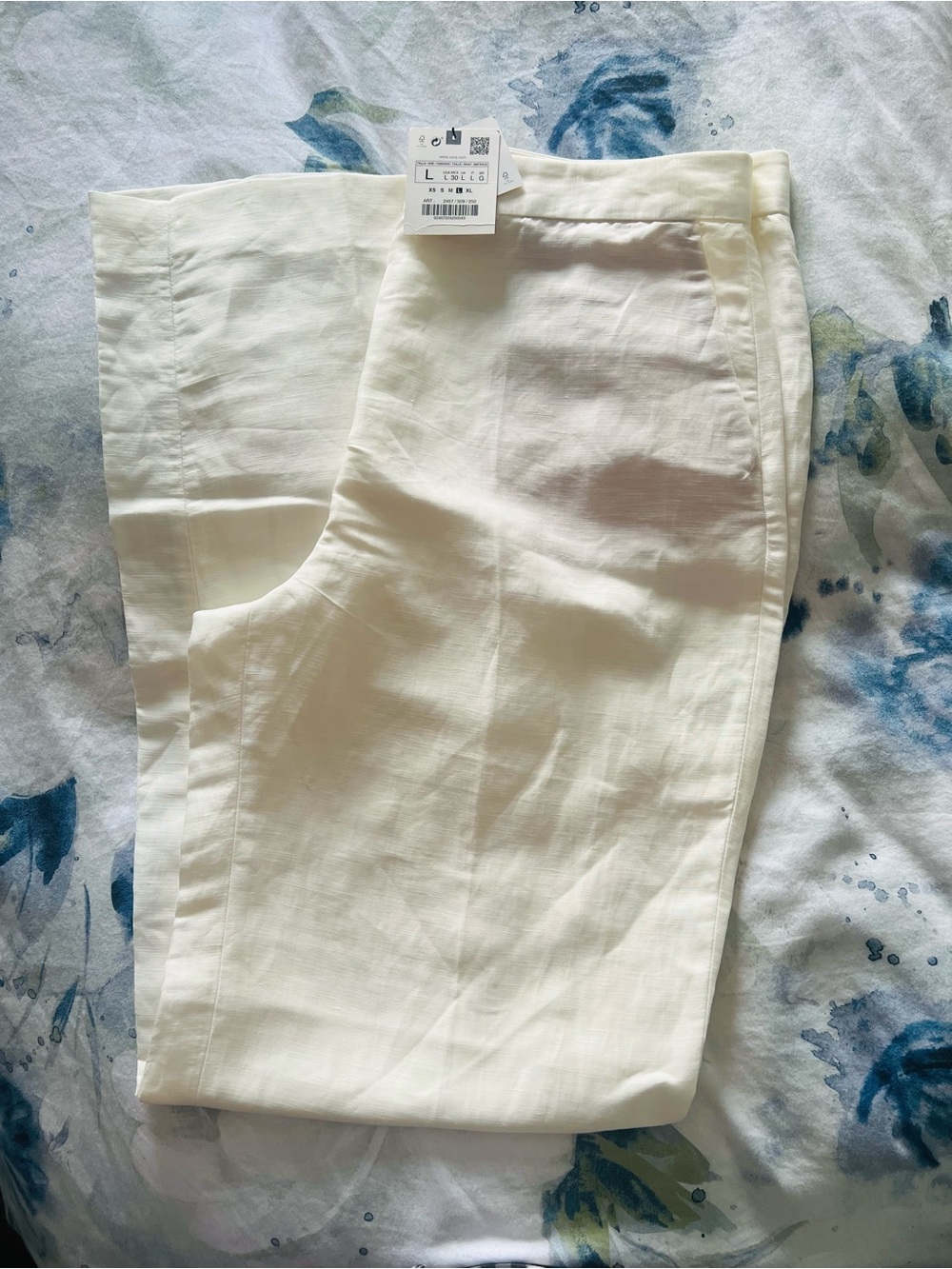 Zara linen straight pants colour champagne size L
